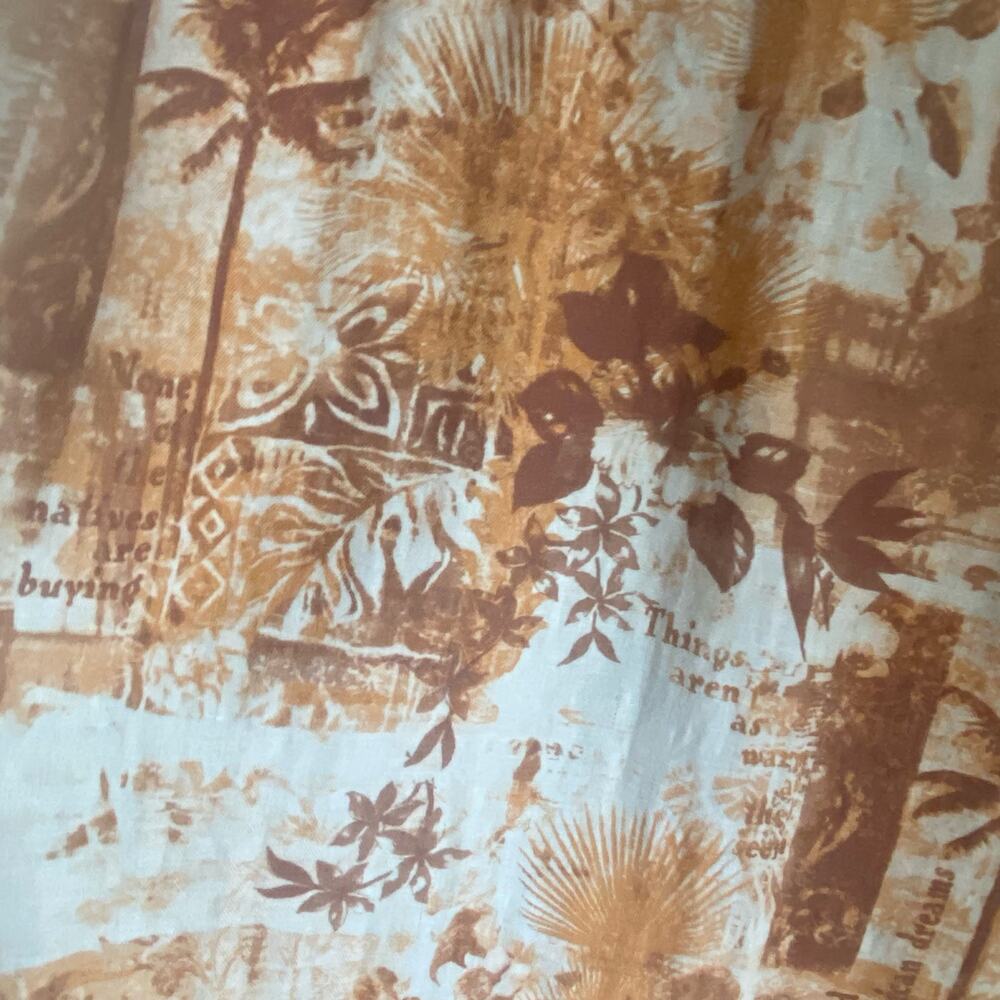 Margaritaville Silk Linen Hawaiian Shirt Palm Tree Print Aloha Rust Cream Sz XL - Picture 3 of 8